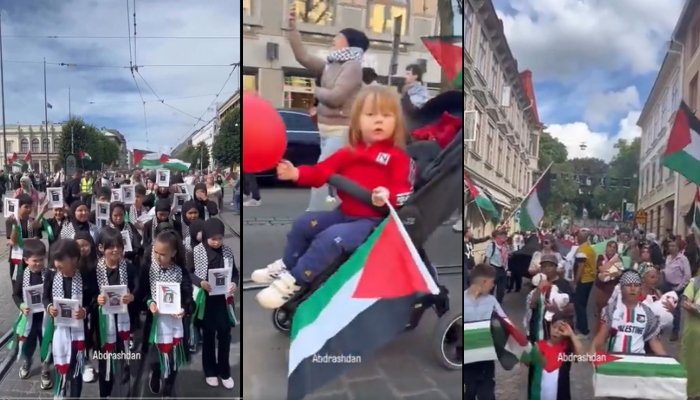 غزہ کے بچوں پر اسرائیلی مظالم کیخلاف سوئیڈن میں بچوں کا احتجاج