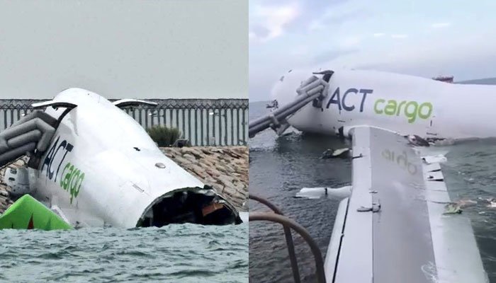 ہانگ کانگ میں کارگو طیارہ رن وے سے پھسل کر سمندر میں جاگرا، 2 افراد ہلاک